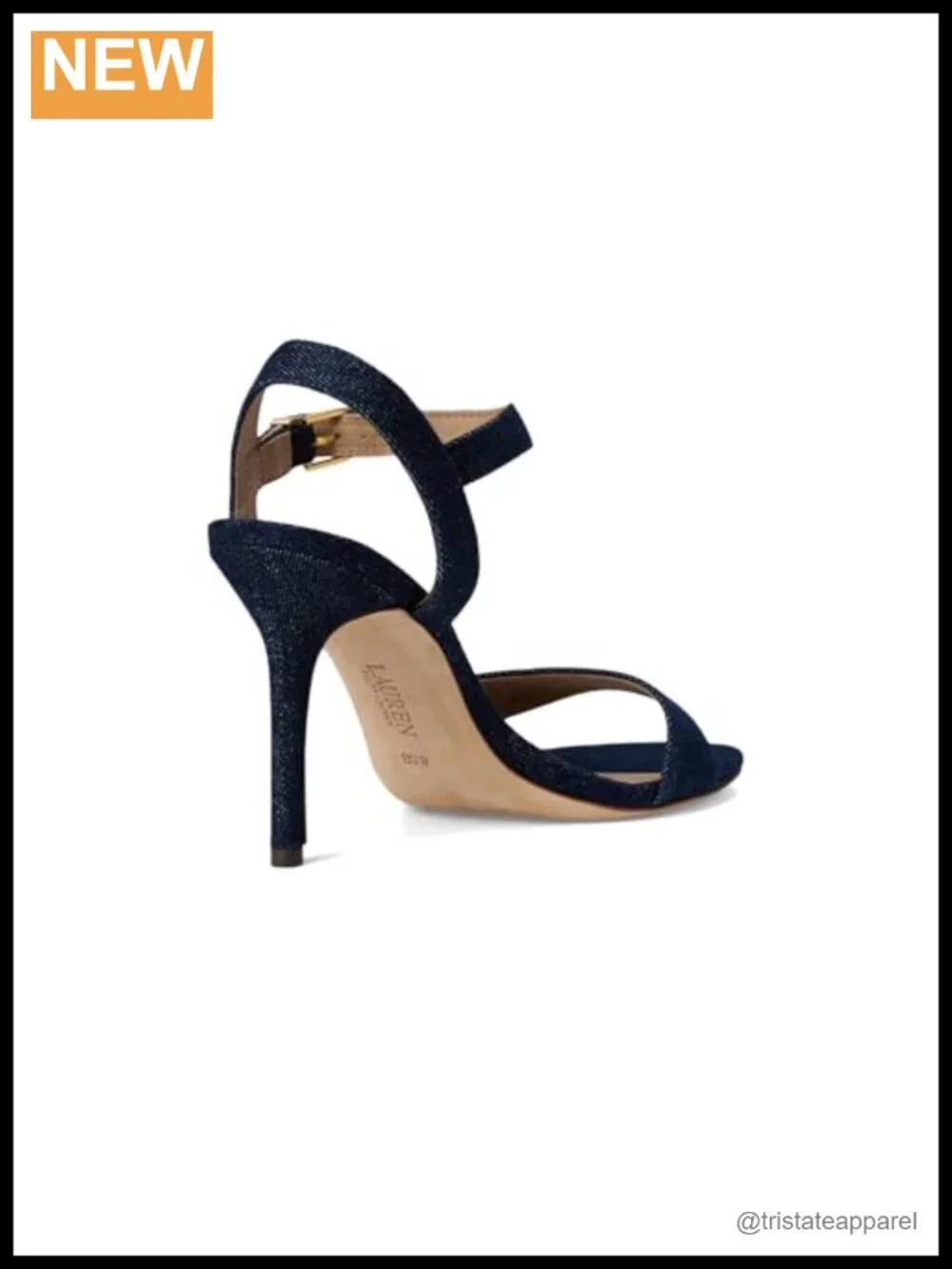 Denim Stiletto Heel Ankle Strap Almond Toe Sandals